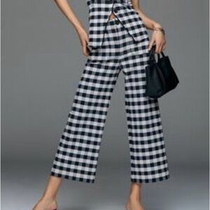 Anthropologie Black & White Gingham Wide-Leg Pants